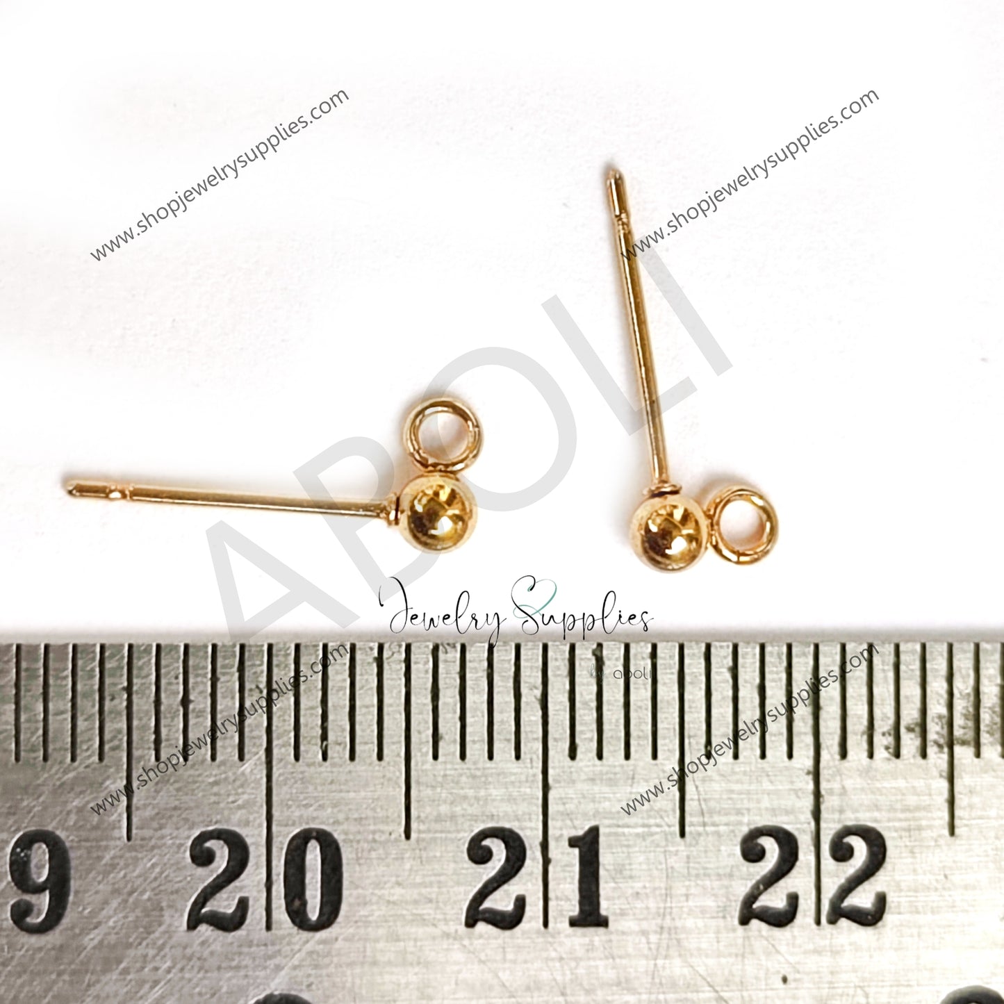 3 mm golden ball stud post 24 K gold plated 304 solid stainless steel earrings components  SSGBSP3