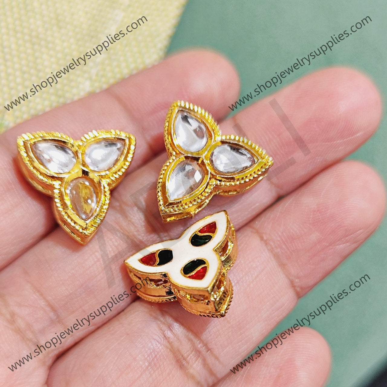 Jadau kundan Meenakari clear stone for invisible necklace affordable artificial stone 1 piece IAJK07