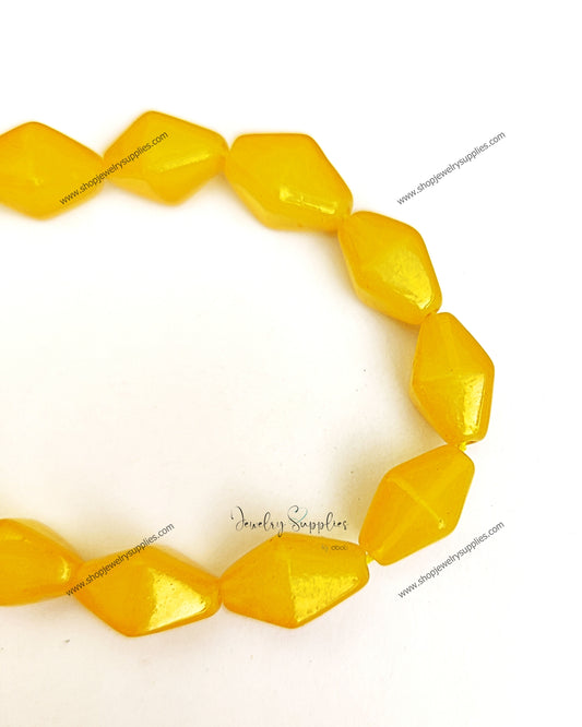 18 x 11 mm Yellow diamond shaped glass beads GBD201 10 beads