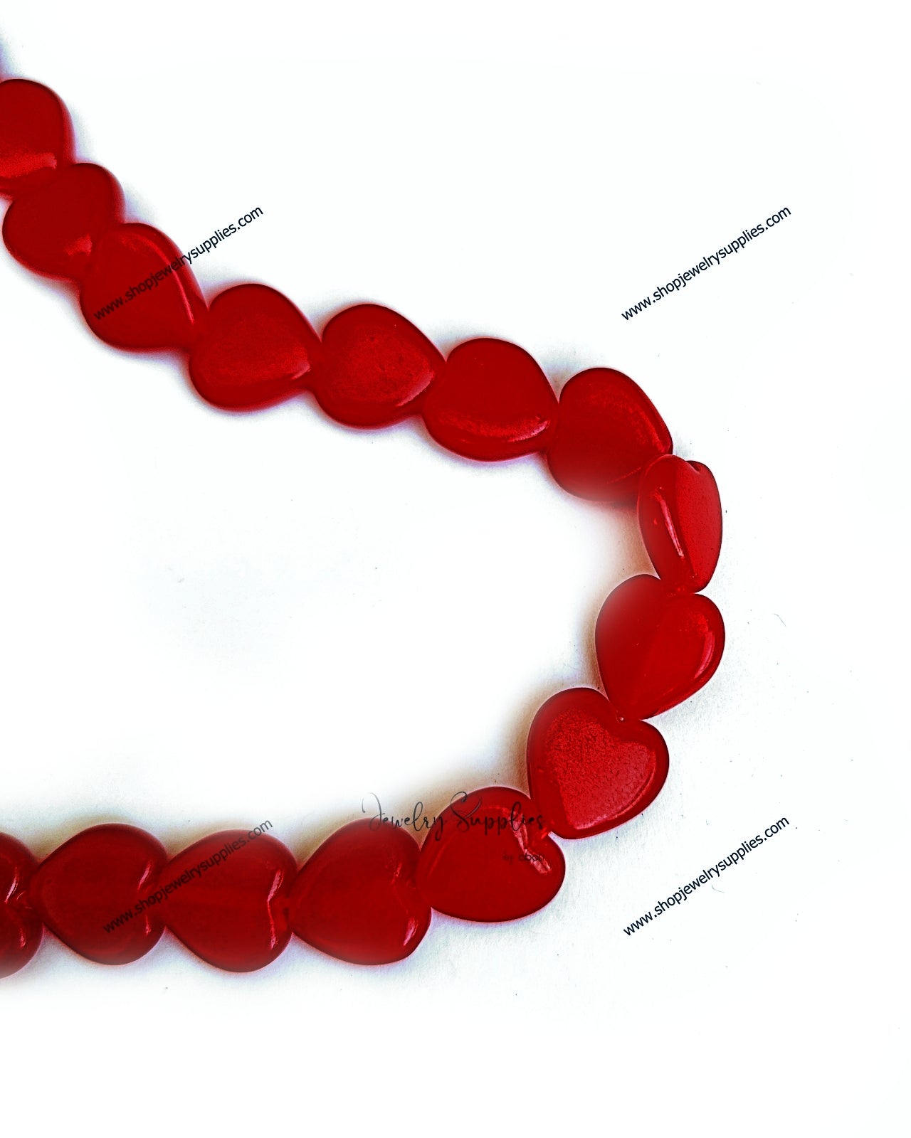 Red heart glass beads Flat glass beads 14 x 14 x 4 mm GBHR14 10 beads