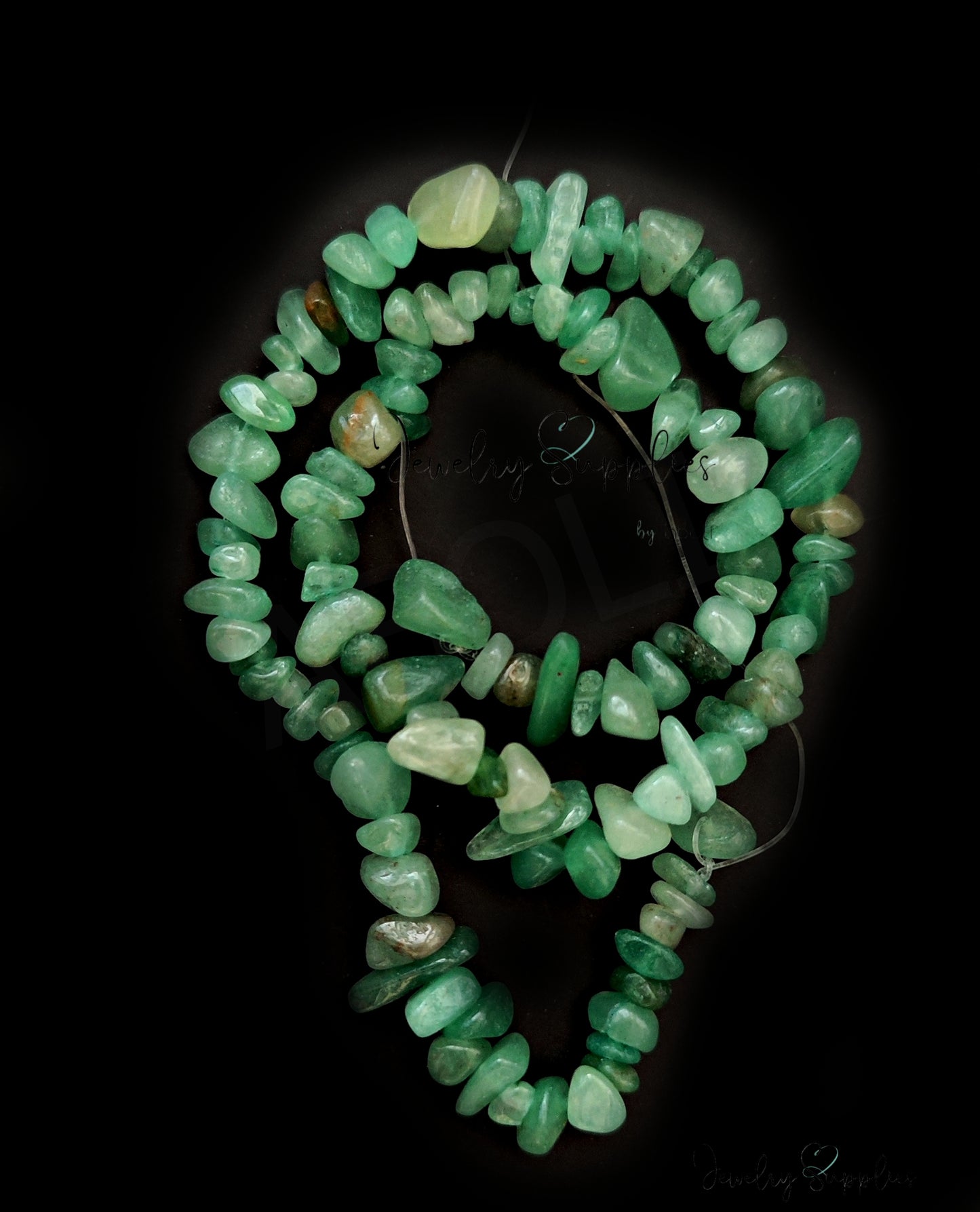 Green aventurine uncut beads chip beads 1 full strand UCB05