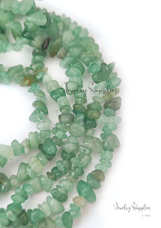 Green aventurine uncut beads chip beads 1 full strand UCB05