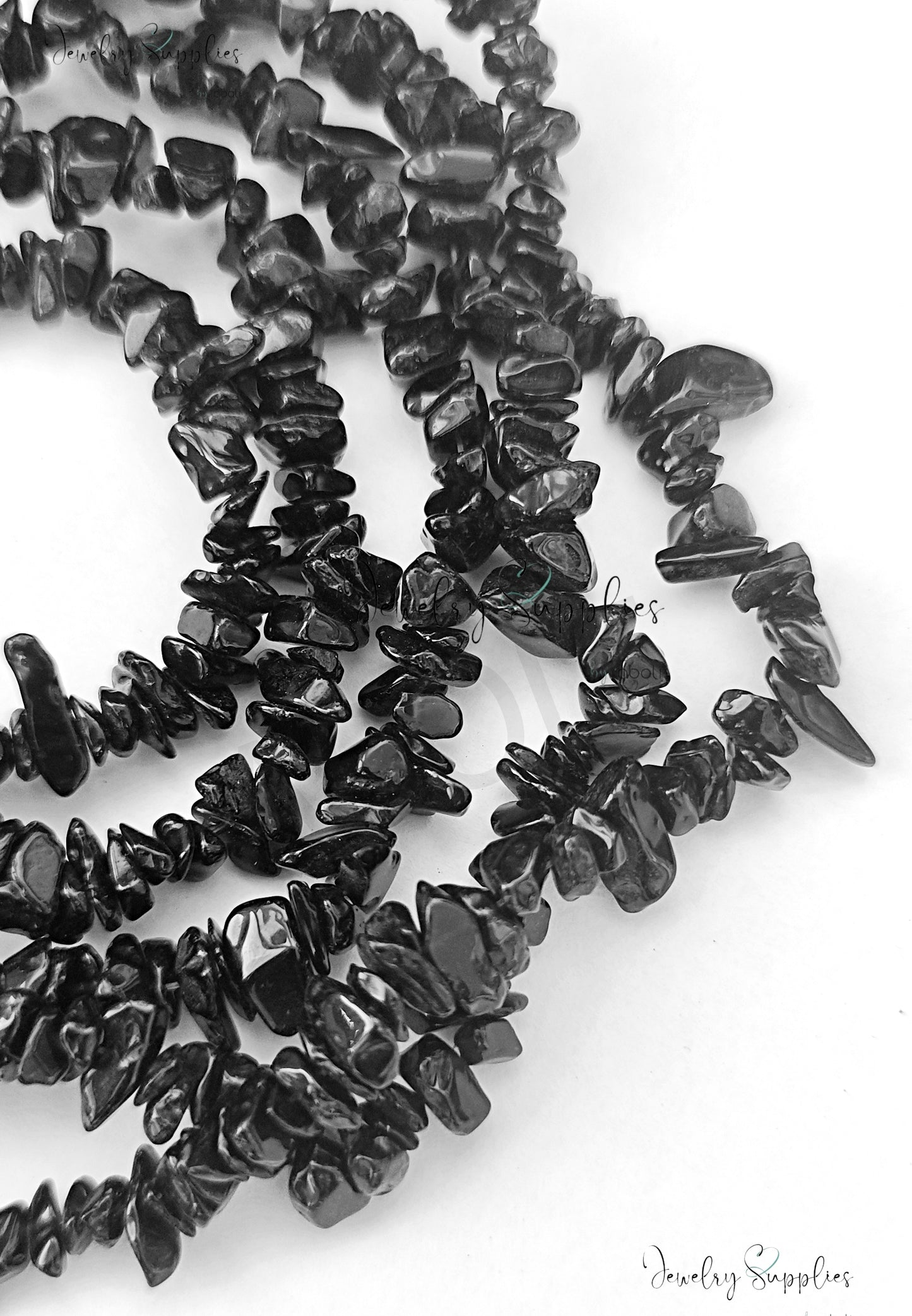 Black onyx uncut beads chip beads 1 full strand UCB03