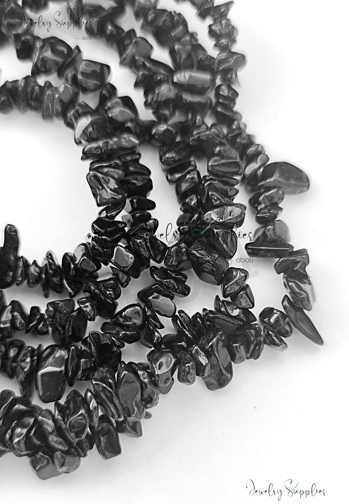 Black onyx uncut beads chip beads 1 full strand UCB03