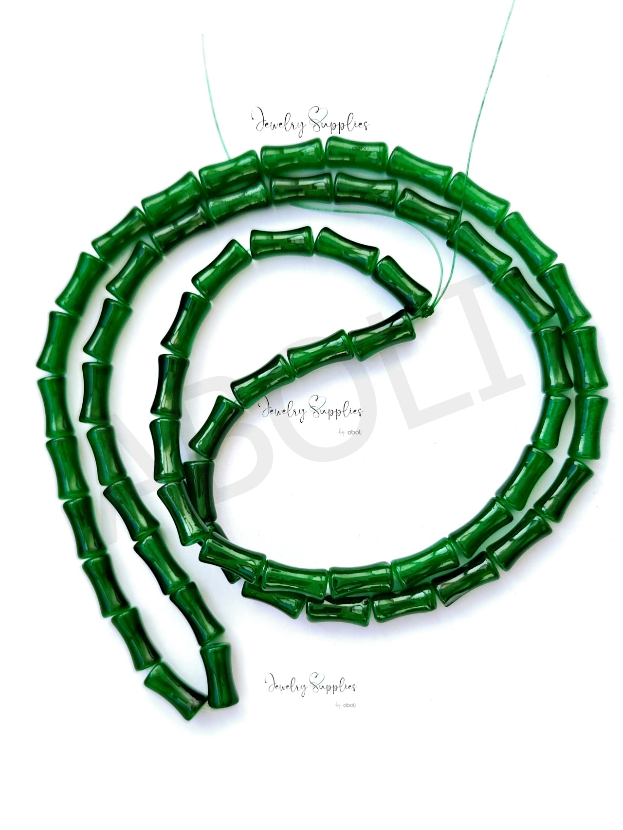 Dark green Bamboo glass beads glass tube beads X 6 mm GBBT3 Full strand