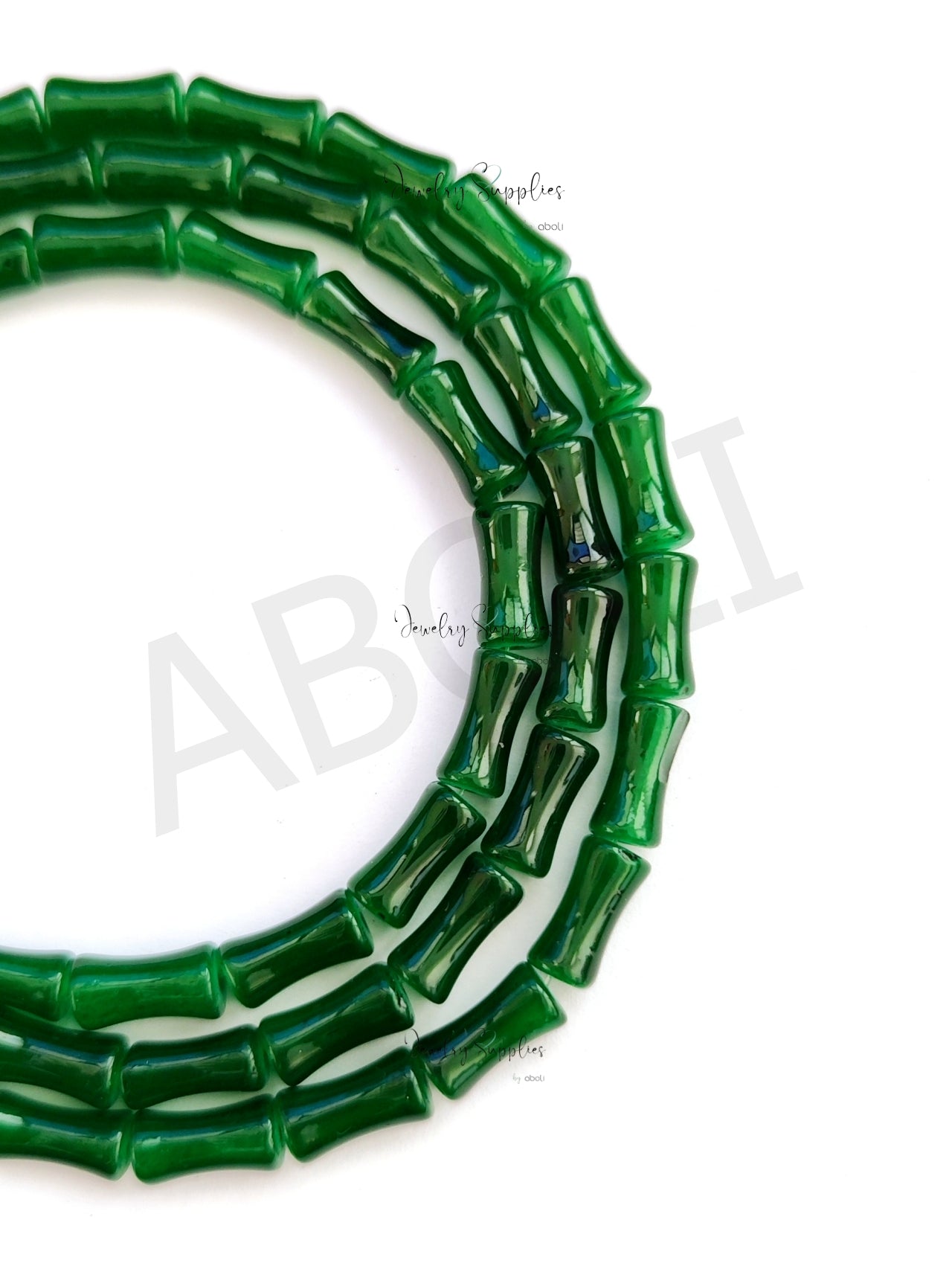 Dark green Bamboo glass beads glass tube beads X 6 mm GBBT3 Full strand