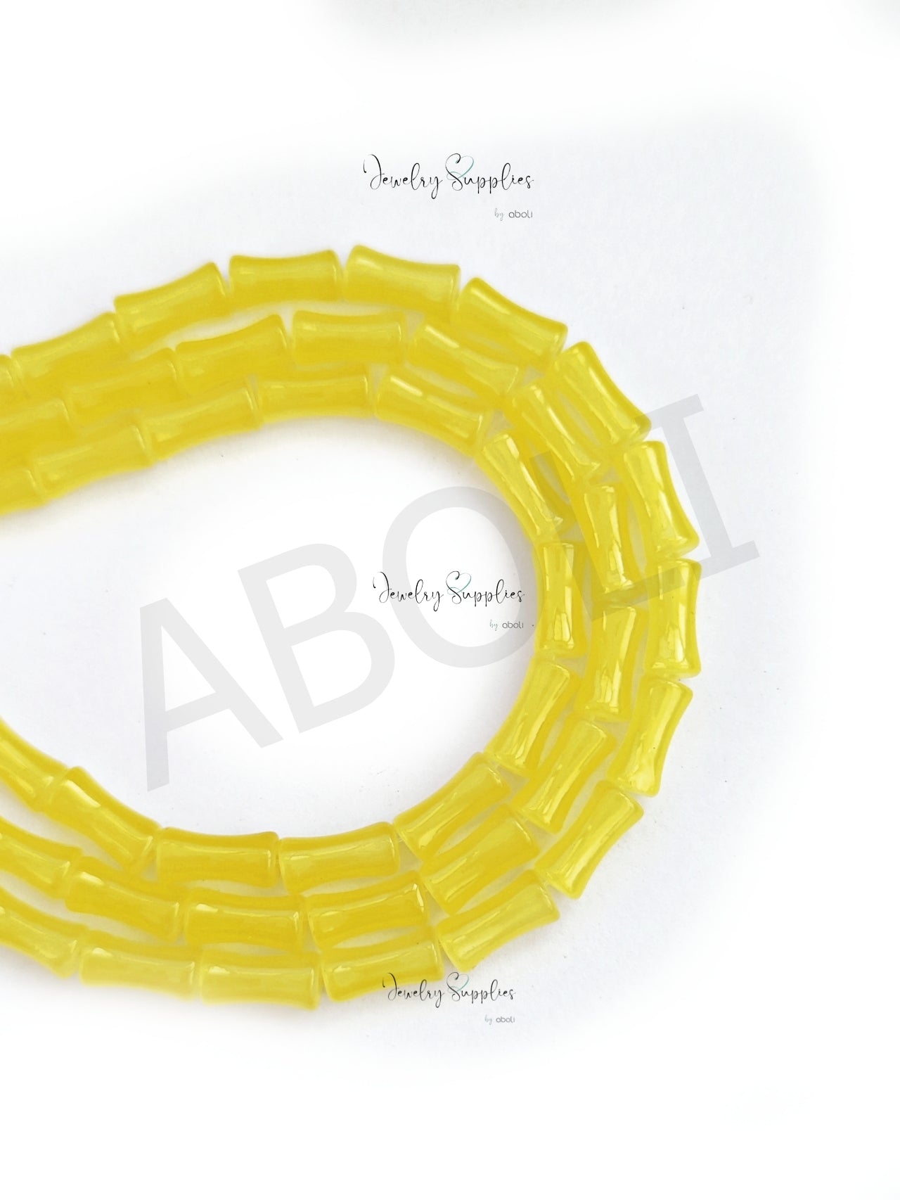 Yellow bamboo glass beads glass tube beads X 6 mm GBBT5 Full strand