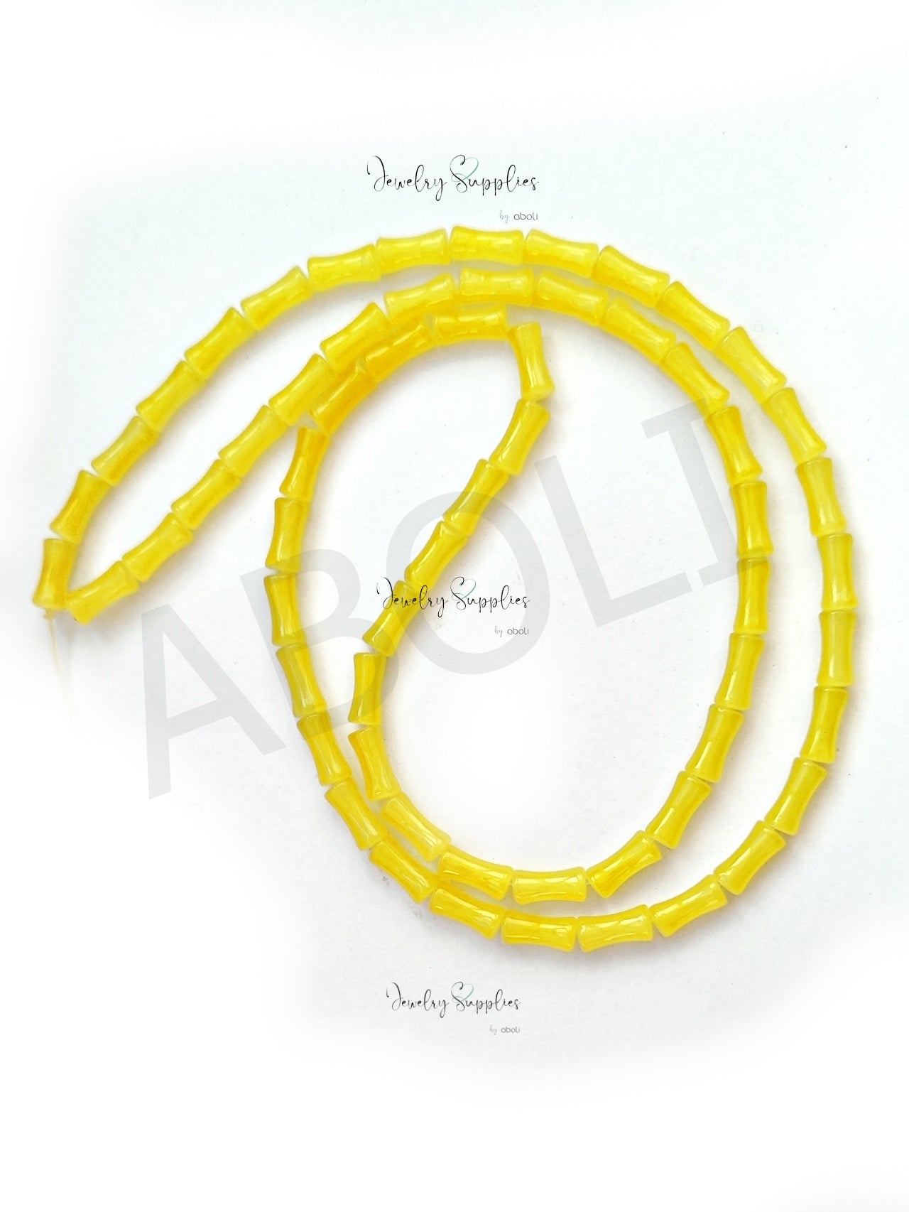 Yellow bamboo glass beads glass tube beads X 6 mm GBBT5 Full strand