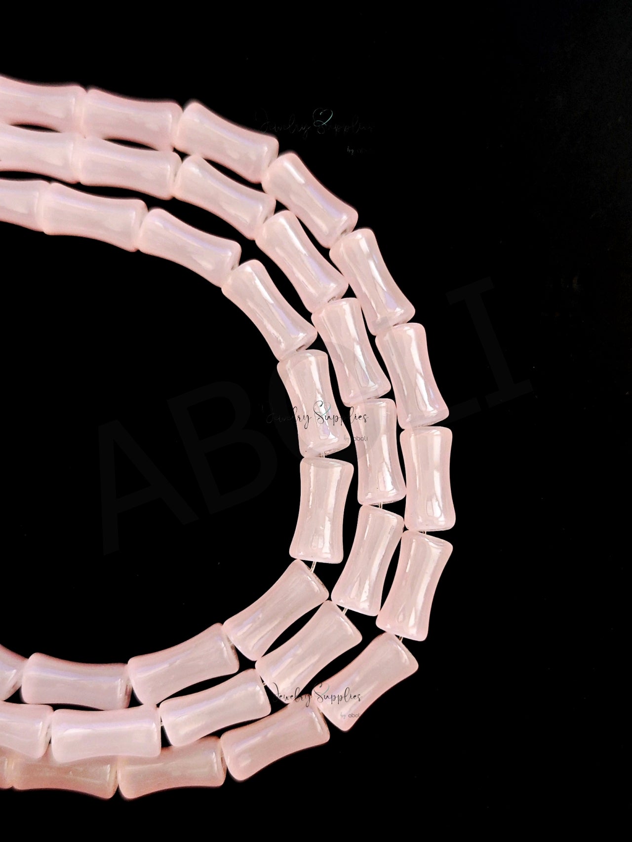 Baby pink bamboo glass beads glass tube beads X 6 mm GBBT6 Full strand