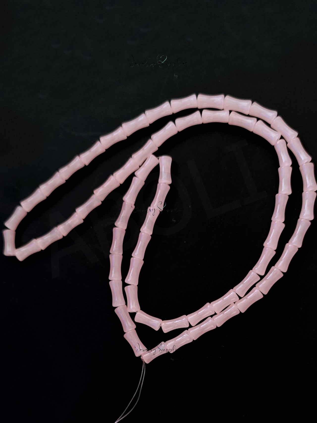 Pink bamboo glass beads glass tube beads X 6 mm GBBT9 Full strand