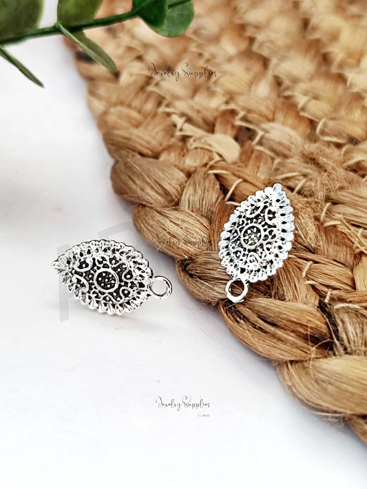 Oxidized silver drop stud earrings findings ESS205