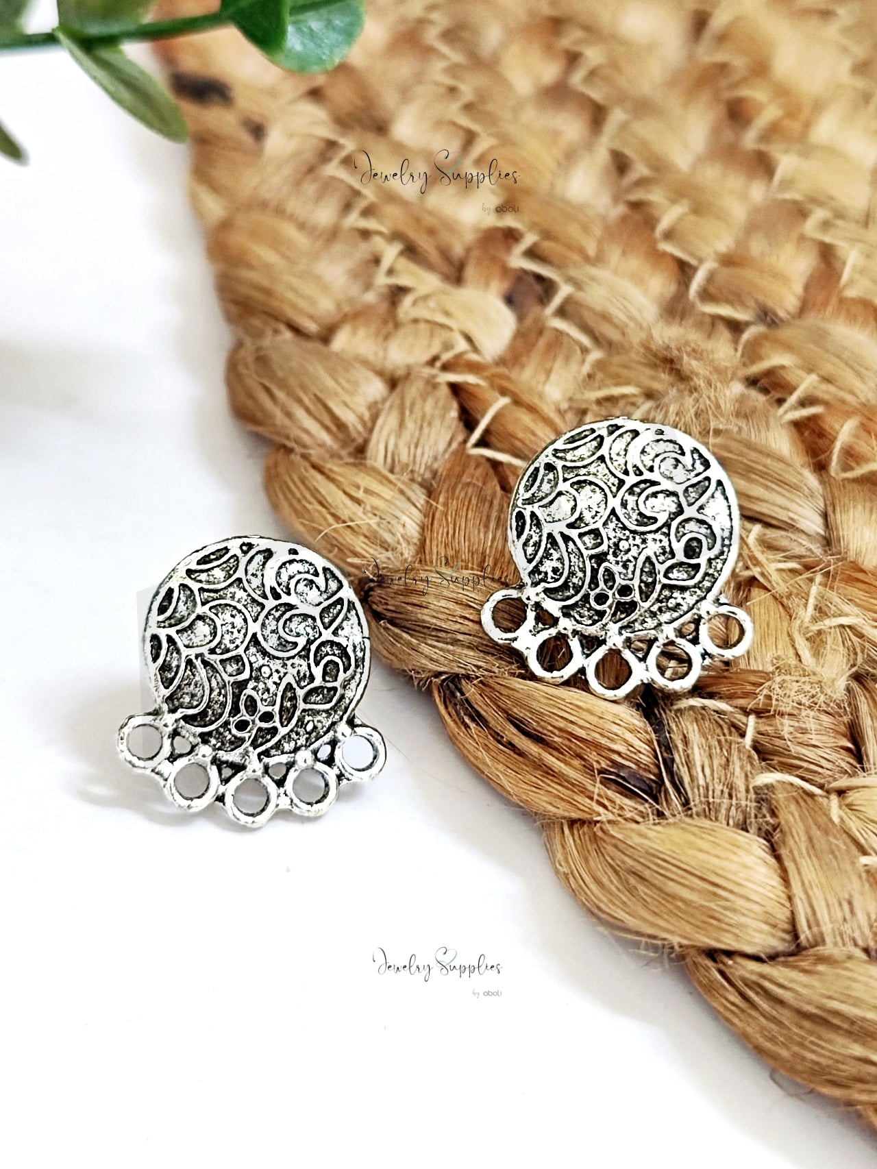 Oxidized silver round stud earring components earrings findings ESS201