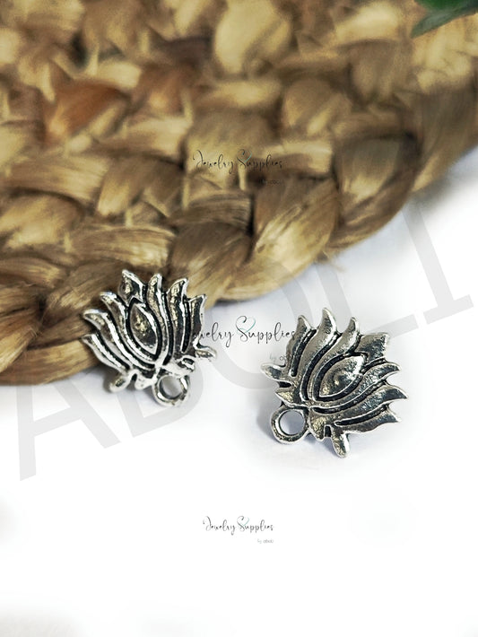 Oxidized silver lotus earrings stud lotus studs finding ESS209