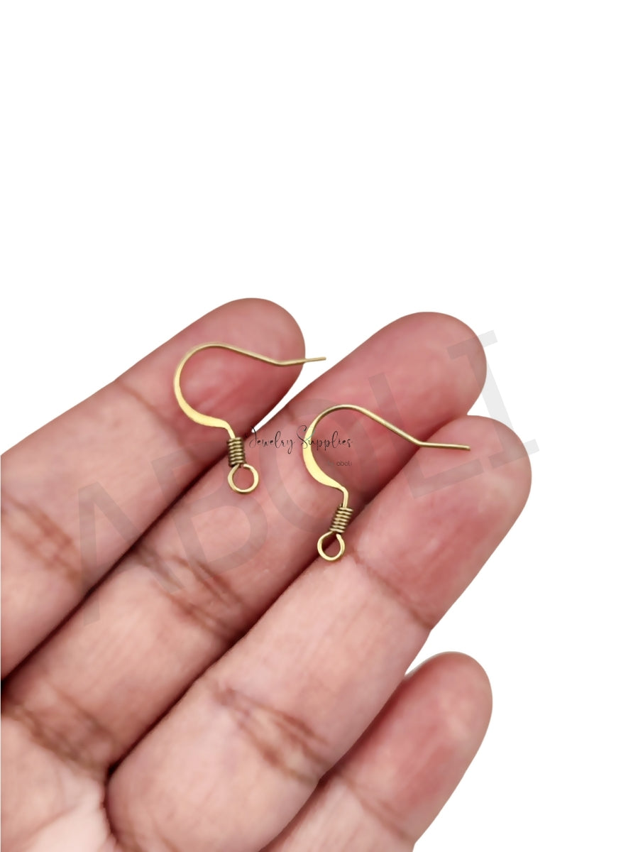 Antique Golden fishhooks raw brass Hammered brass earring wires BEW25