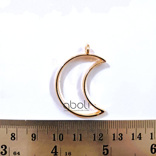 Rose gold crescent resin open bezel pendant frame RZBR6