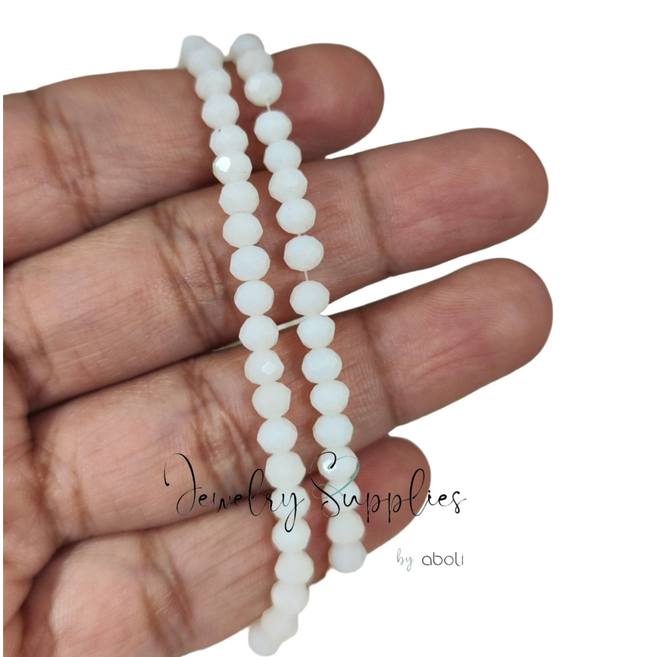 4 x 3 mm white rondelle beads crystal glass beads FGBR07