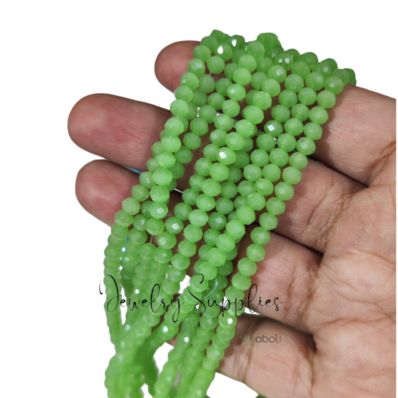 4 x 3 mm light green rondelle beads crystal glass beads FGBR04