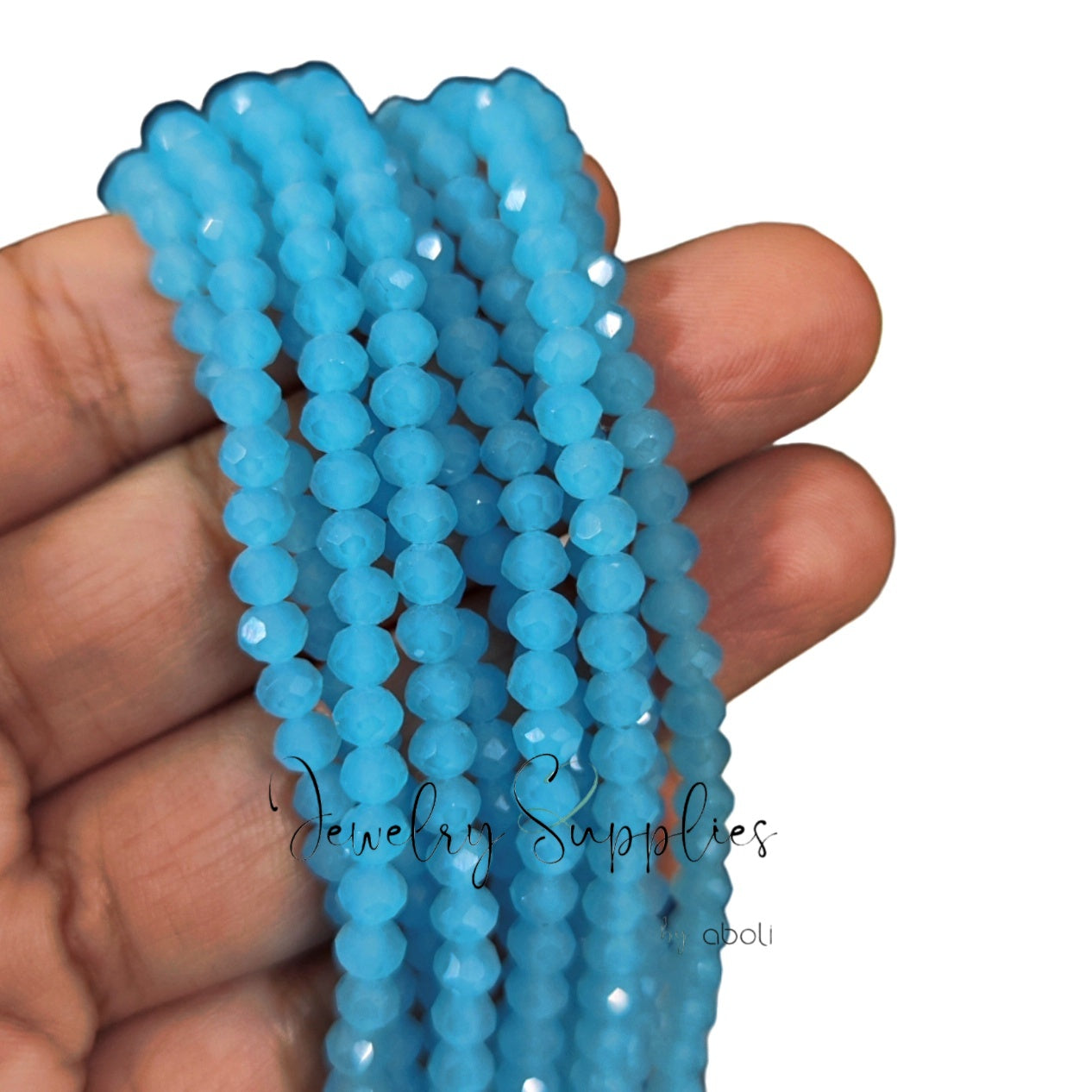 4 x 3 mm light blue rondelle beads crystal glass beads FGBR01