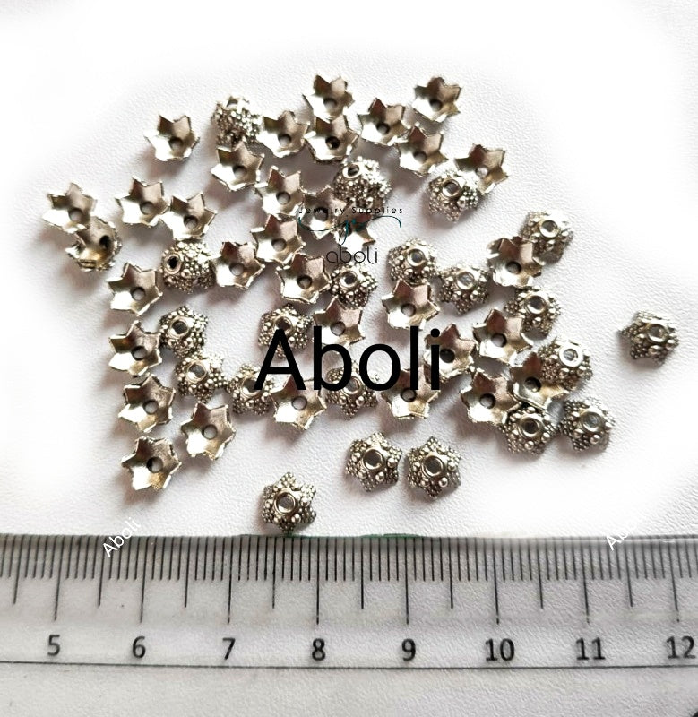 Silver bead caps 6 mm metal Beadcaps MBCS25