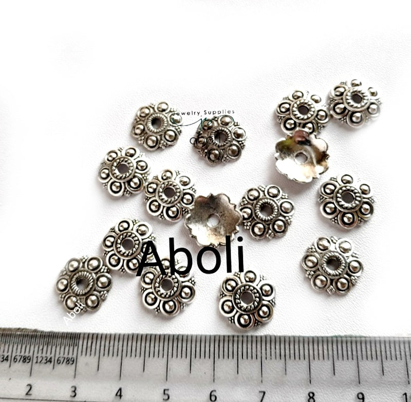 Silver bead caps metal Beadcaps 12mm MBCS28