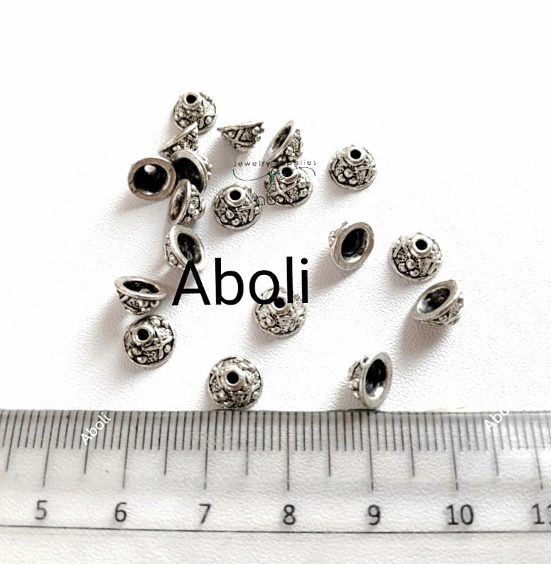 Silver bead caps metal Beadcaps 7 x 4 mm MBCS29
