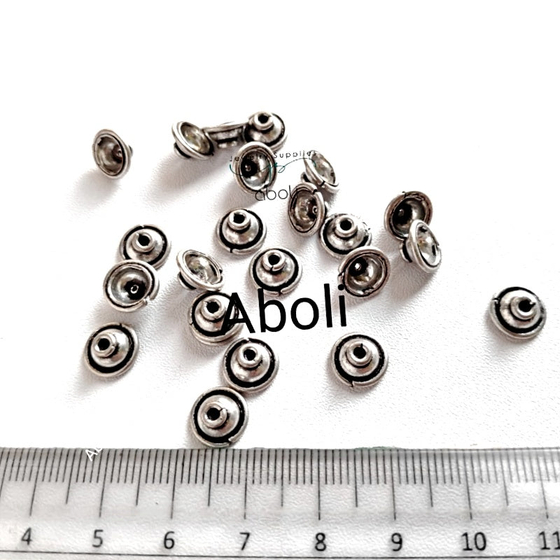 Silver bead caps metal Beadcaps 9 x 4 mm MBCS30