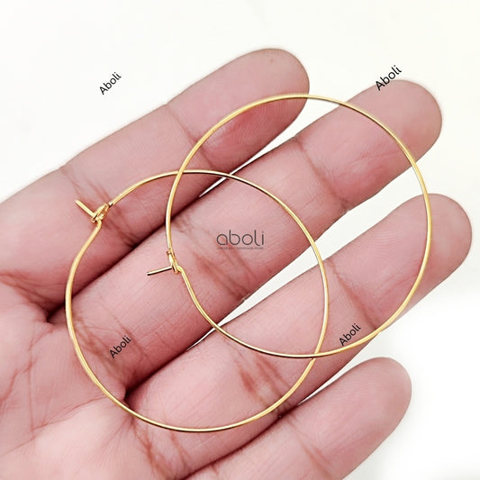 Golden wire hoops 4 cm golden bali earrings making EFGWH40