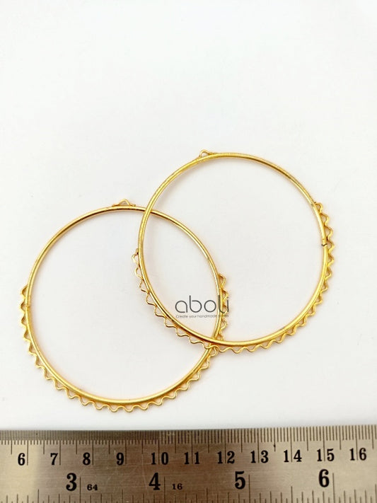 Golden big hoops with loops earrings hoops 6.25 cm EHR6
