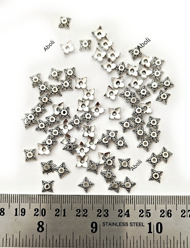 Silver bead caps metal Beadcaps 6 mm MBCS32