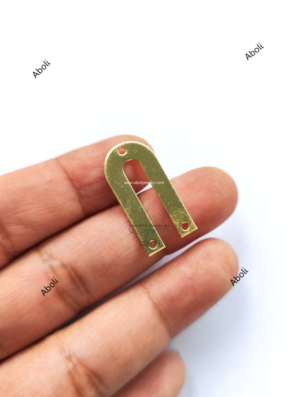 Golden Metal Arch Connector U shaped Jewellery Component MACU7 Shiny finish 3 hole connectors