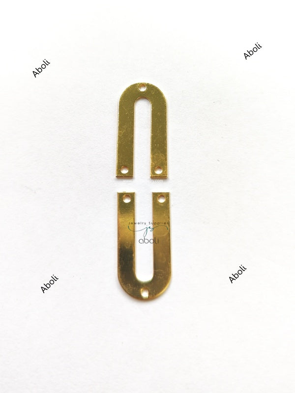 Golden Metal Arch Connector U shaped Jewellery Component MACU7 Shiny finish 3 hole connectors