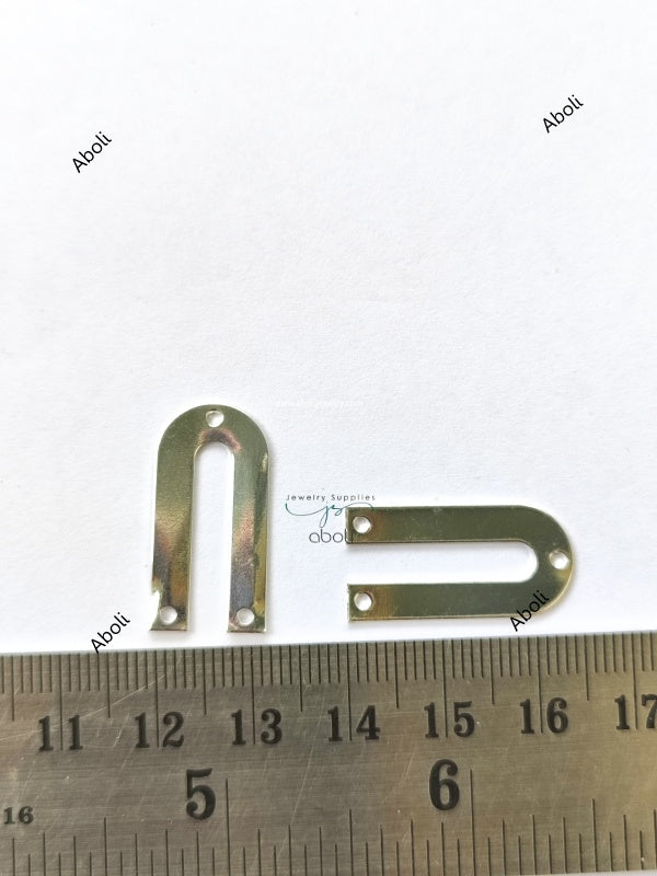 Silver Metal Arch Connector U shaped Jewellery Component MACU10 Shiny finish 3 hole connectors