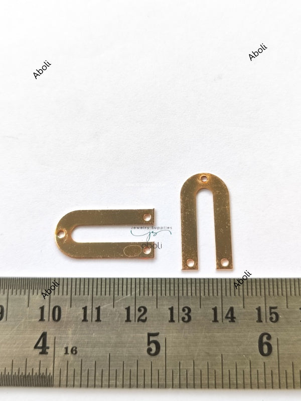 Rose Gold Metal Arch Connector U shaped Jewellery Component MACU6 Shiny finish 3 hole connectors