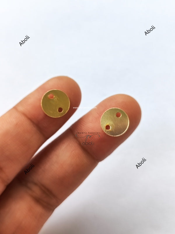 9 mm Golden disc connector with 2 holes Flat Metal connector Jewellery Component Glossy finish MACU22