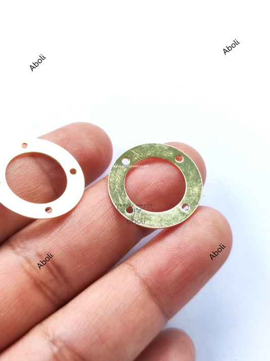 Golden disc connector with 4 holes Flat Metal donut connector Jewellery Component Glossy finish MACU15