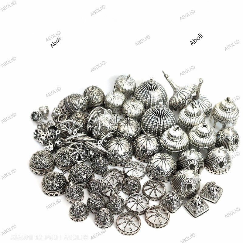 Silver Jhumka Bases assorted mix 1 kg + silver fish hooks MJBSAMX