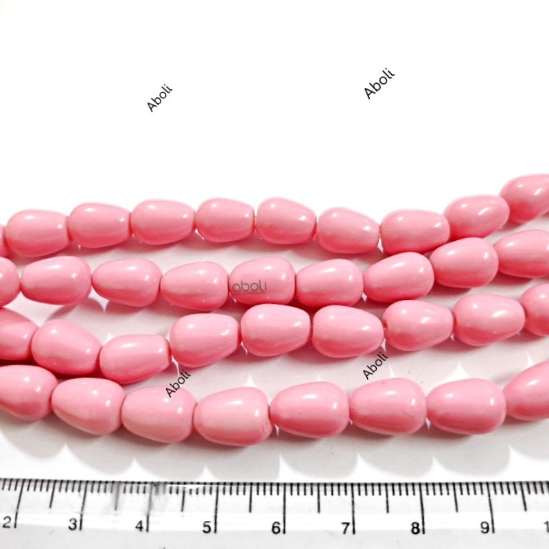 12x8 mm pink drop beads glass beads jewellery beads GBD8P