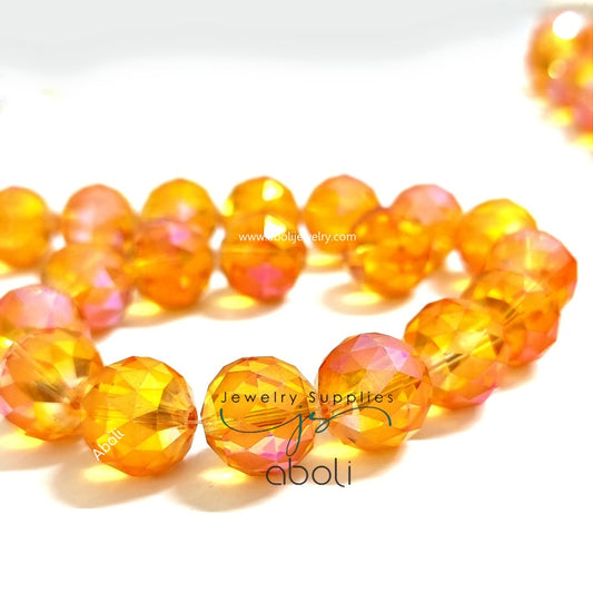 Padparadscha lookalike round dreamcatcher beads Faceted crystal glass beads 16 mm big glass bead FGB49