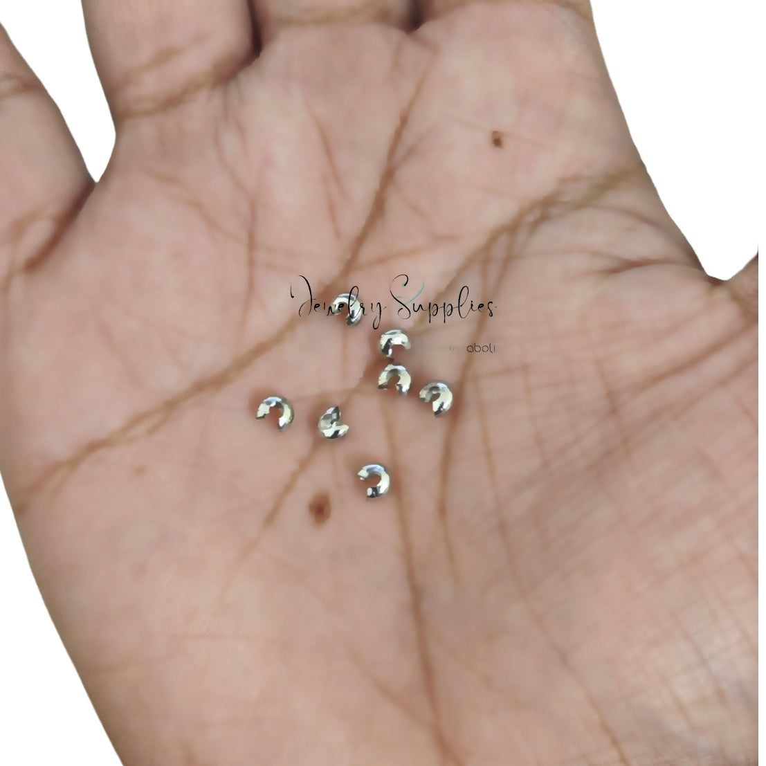 Silver crimp covers brass Tarnish resistant crimps cover 4 x 3 mm MBCCS 2 pieces