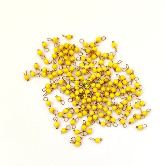 Yellow loreal beads, Coloured loreals 4 mm beaded loreal Brass wire Latkan, jhumki LB4C13
