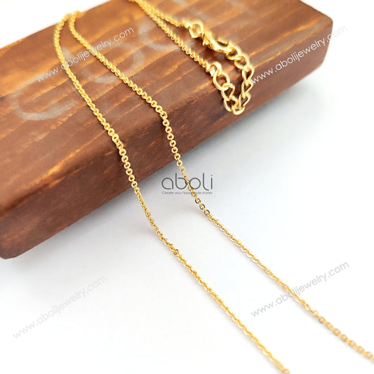 1 mm golden chain necklace tarnish resistant BRASS readymade gold FNCBG