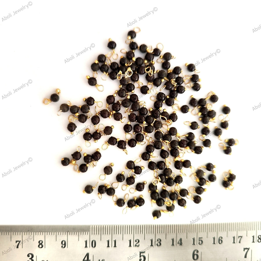 Black loreal beads, Coloured loreals 4 mm beaded loreal Brass wire Latkan, jhumki LB4C30 10 gm