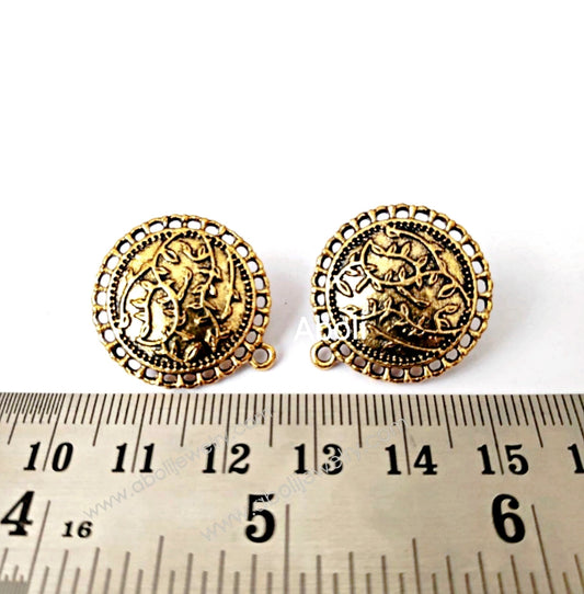 Golden stud earrings components metal earrings findings ESG87