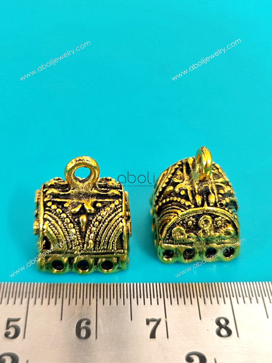 Box shaped golden Jhumka sandook Earring Components peti golden jhumka base MJBG58