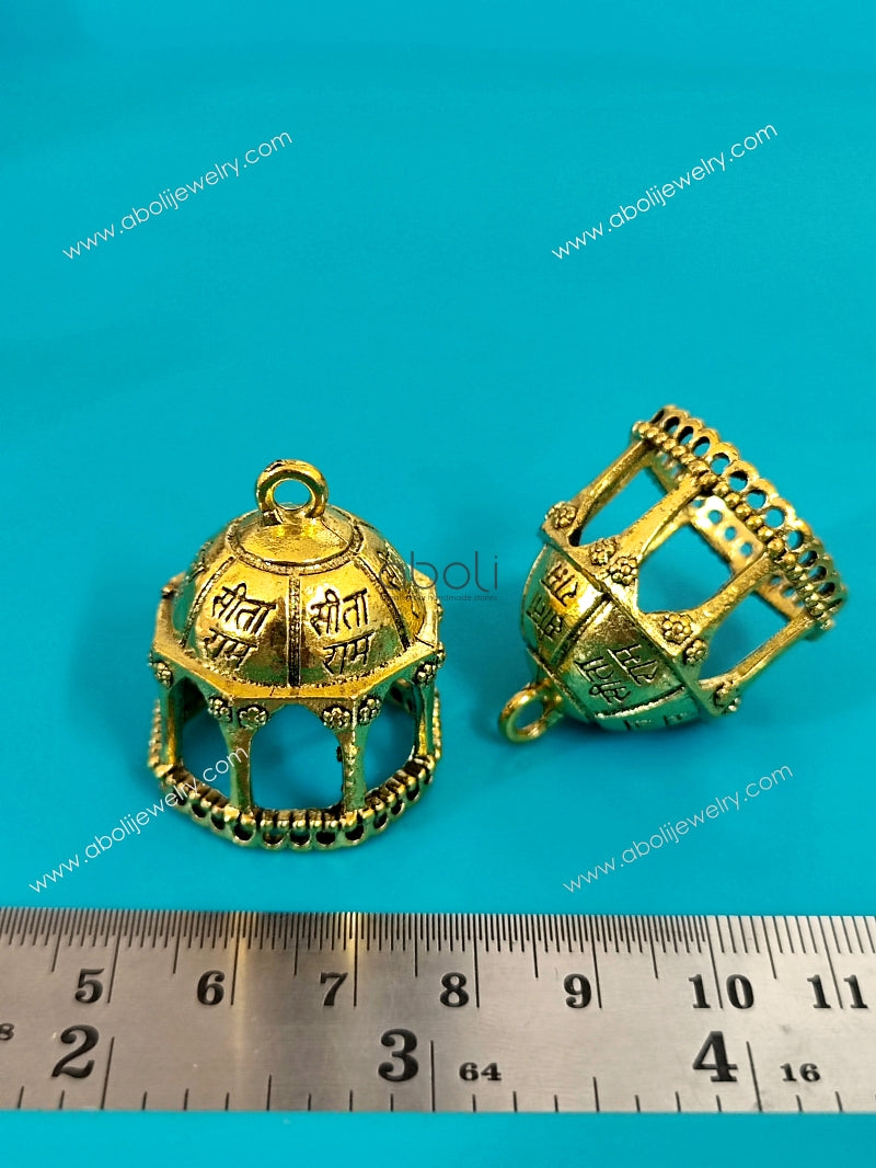 Golden jhumka base chhatri DIY Earrings Making Components pavilions dome jhumka Ram Seeta engraved MJBG64