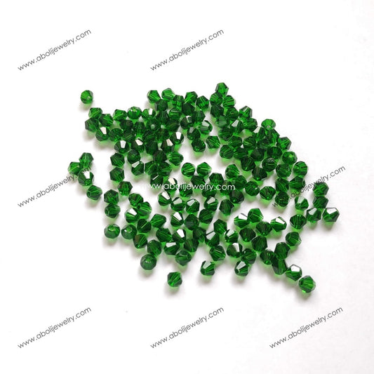 4 mm bicone beads green crystal beads 1 gross 3FGBB144