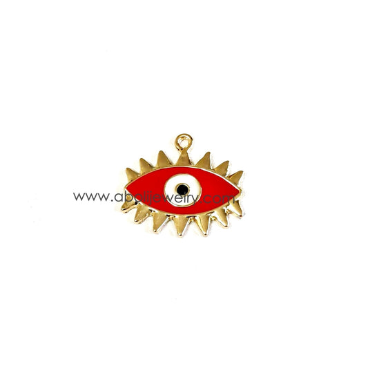 Red evil eye enamel charm golden evil eye pendant