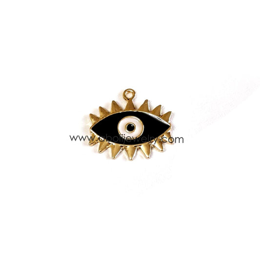 Black evil eye enamel charm  golden evil eye pendant