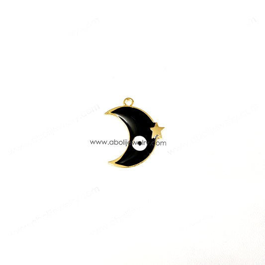 Black Evil eye moon charm Crescent evil eye pendant charm