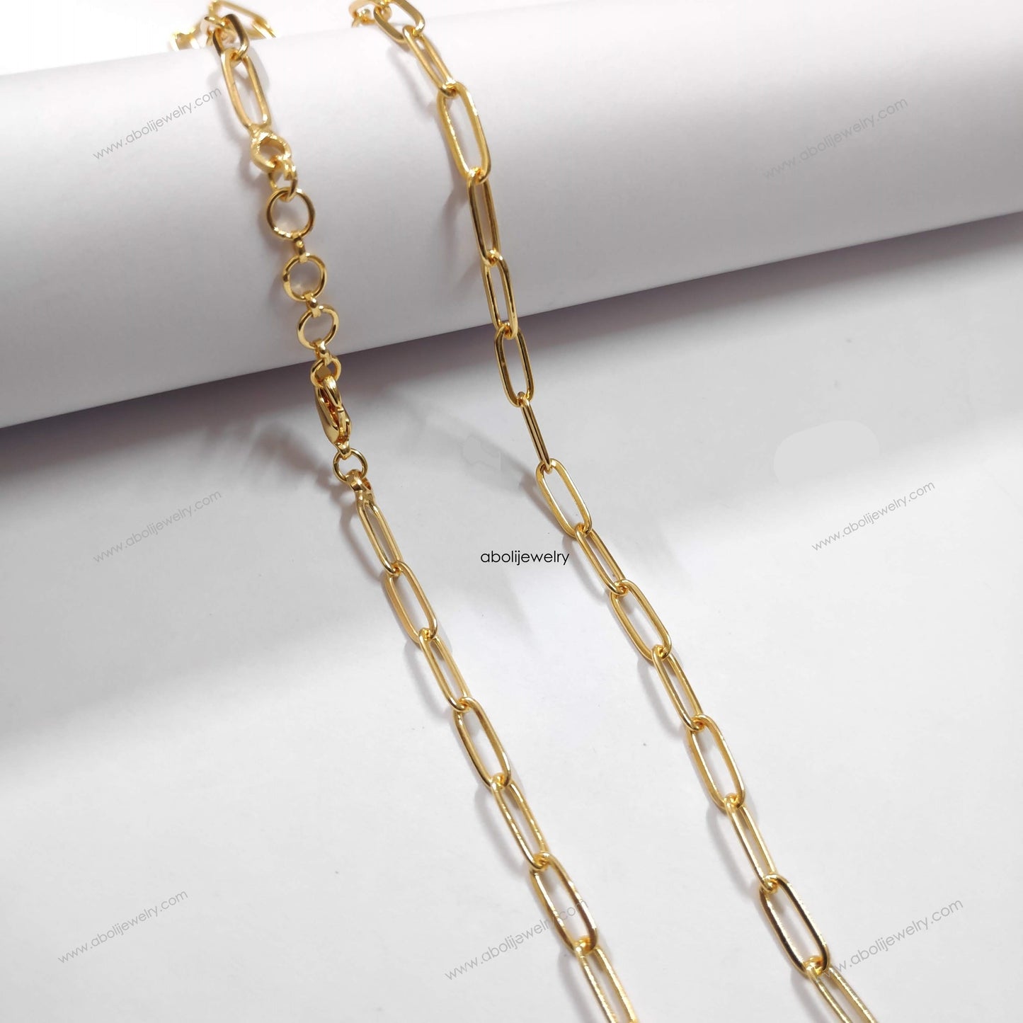 Tarnish resistant golden paperclip chain for necklace Brass big loop neck chain unisex PCNCBLG